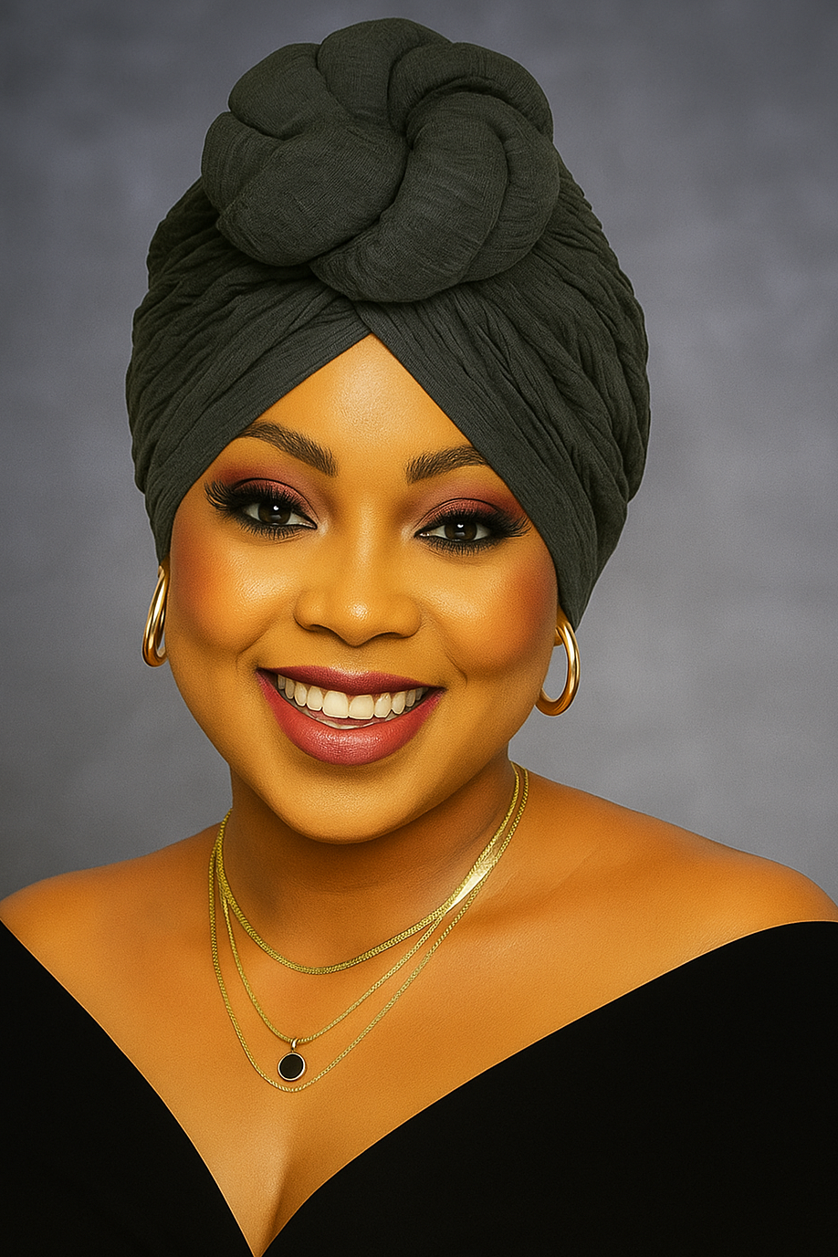 Black Flower Knot Turban
