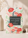 Book titled 'Promises from God for Women' with floral design on a neutral background