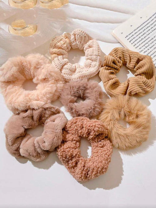 7 pcs Rabbit Plush Scrunchies